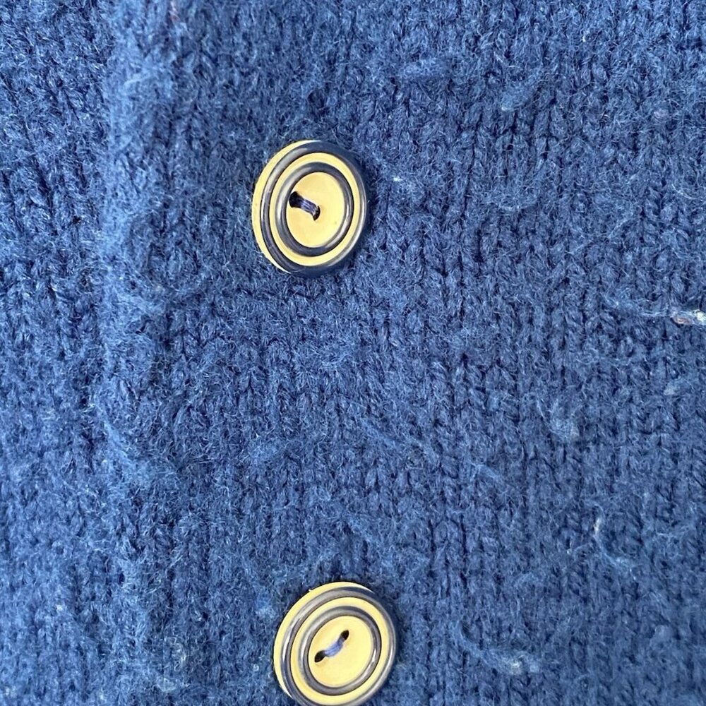 Vintage 60’s Bright Blue Hand Knit Cardigan Sweater Men’s Size M USA Monogram W - Picture 6 of 7